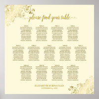 13 Gráfico de Assentos de Casamento de Creme de Am