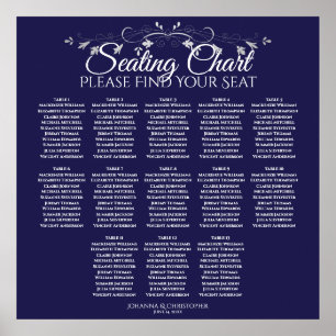 Poster 13 Gráfico de Casamento Azul Marinho Elegante Mesa