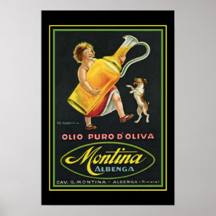 Poster 13 x 19 do azeite de Montina do anúncio do