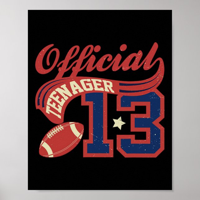 Poster 13th Birthday Boy Official Teenager 13 Yrs Old Foo (Frente)