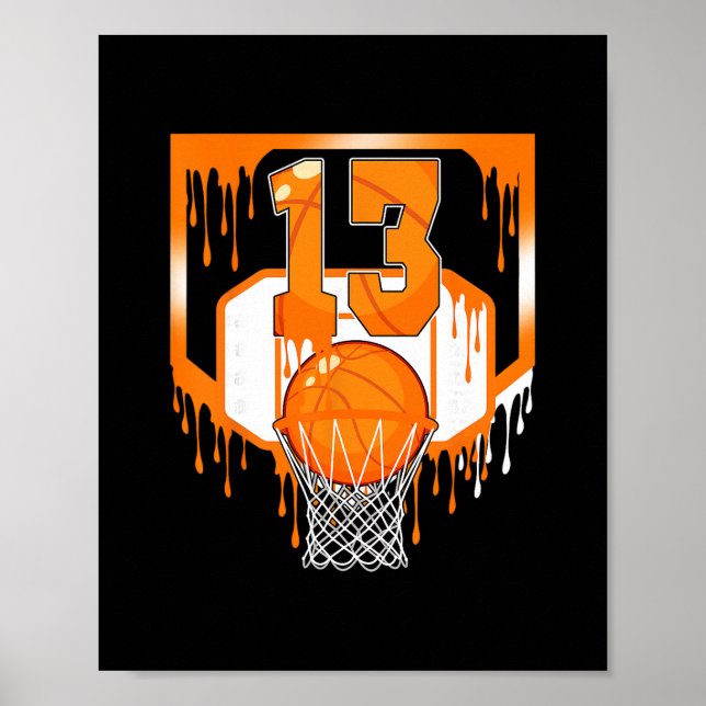 Poster 13th Birthday Sketll Drip Ice Cream 13 Year Old Pa (Frente)