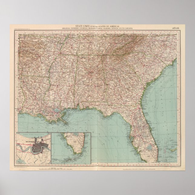 Póster 14546 Ark, Tenn, La, Miss, Fla, Ala, Ga, SC (Frente)