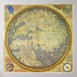 Póster 1460 Mapa Mundial Invertido Pela Fra Mauro