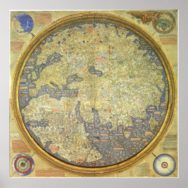 Póster 1460 Mapa Mundial Invertido Pela Fra Mauro (Frente)