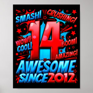 Poster 14 Anos de Idade Para Meninos 14º Aniversário Meni