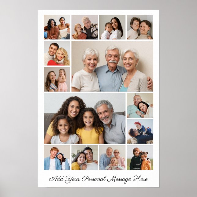 Poster 14 Colagem de Fotos Adicionar Sua Própria Saudação (Frente)