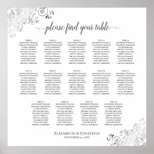 Poster 14 Gráfico de Assentos de Casamentos de Prata Mesa