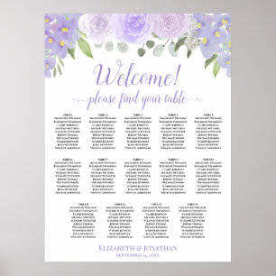 Poster 14 Mesa Carta de Assentos Casamento Floral Lavanda