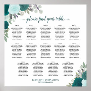 Poster 14 Mesa Teal Boho Sentado Floral