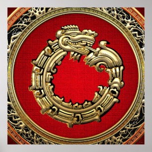 Póster [150] Deus Serpente Quetzalcoatl [Dourado]