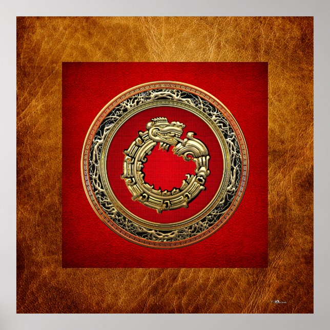 Póster [150] Deus Serpente Quetzalcoatl [Dourado] (Frente)