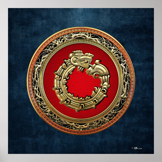 Póster [150] Deus Serpente Quetzalcoatl [Dourado] (Frente)