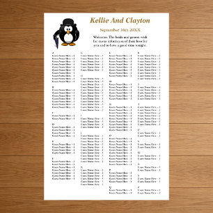 Poster 150 Gráfico de Assentos de Casamento com Pinguim D