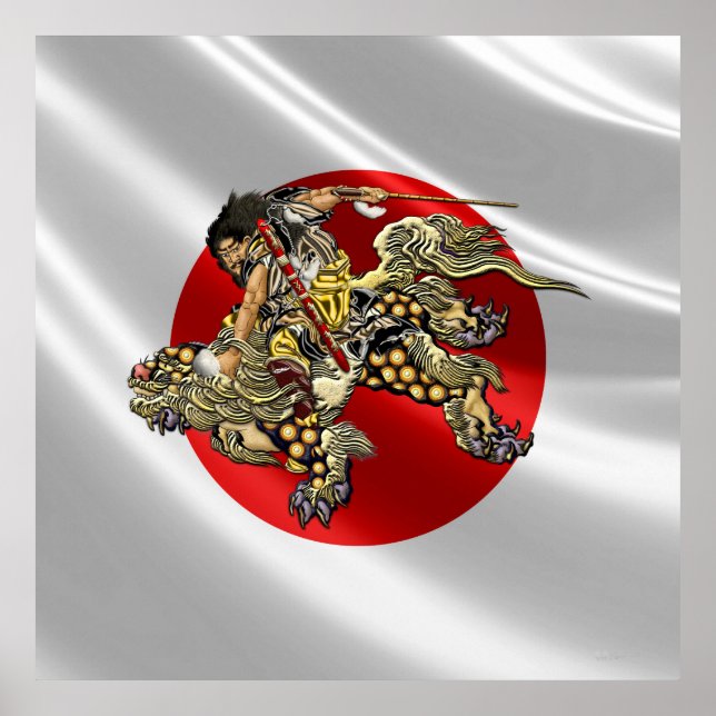 Póster [150] Hokusai - Shoki Riding Shishi Lion (Frente)