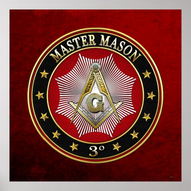 Póster [150] Mason Mestre - Praça do 3º Grau e Bússolas (Frente)