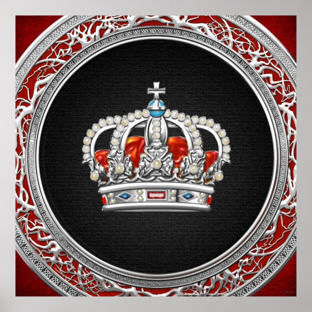 Póster [150] Príncipe-Princesa Rei-Rainha Coroa [Prata] (Frente)