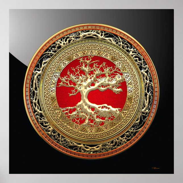 Poster [150] Treasure Trove: Celtic Tree of Life [Dourado (Frente)