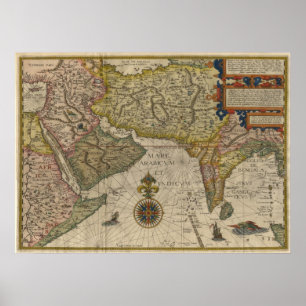 Póster 1596 Map of Southern Asia