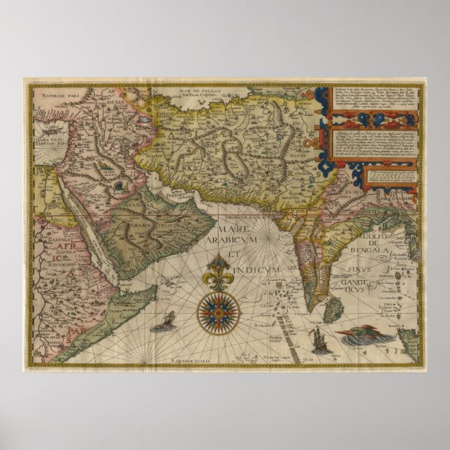 Póster 1596 Map of Southern Asia (Frente)