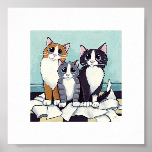 Poster 15,24cm x 15,24cm | Arte para gatos cegos | Gatinh (Frente)