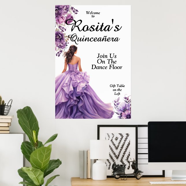 Poster 15 Birthday Quinceanera (Escritório em casa)