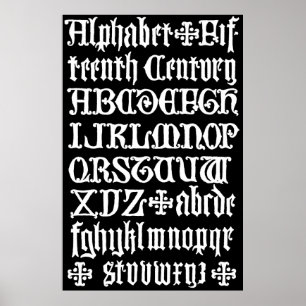 Poster 15 do século da caligrafia gótica inglesa