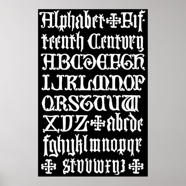 Poster 15 do século da caligrafia gótica inglesa (Frente)