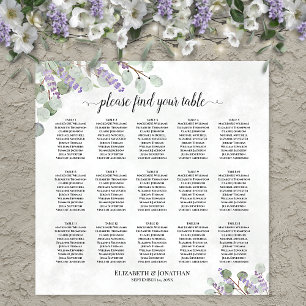 Poster 15 Gráfico de Casamento de Lavanda Eucalyptus Mesa