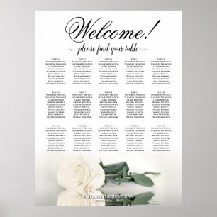 Poster 15 Gráfico de Casamento de Rosa Branca Elegante Me