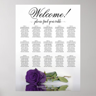 Poster 15 Gráfico de Mesa Real de Casamento de Rosa Roxo