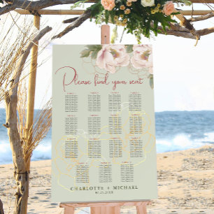 Poster 15 Mesa Sage & Blush Floral Wedding Seating Chart