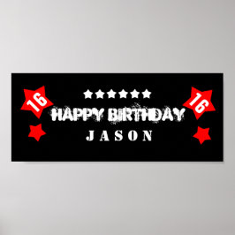 Póster 16º Aniversário da Estrela - Nome Personalizado V1