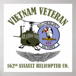 Póster 162nd AHC com asas e helicóptero UH-1
