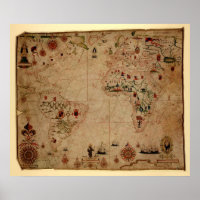 1633 Atantic Ocean Portolan Chart - Pascarbonet Ro