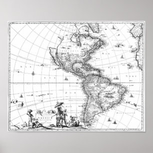 Poster 1671 mapa Totius Americae Descriptio