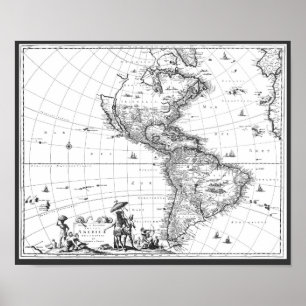 Póster 1671 mapa Totius Americae Descriptio