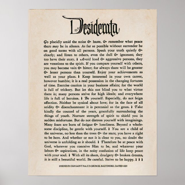 Poster 1692 - Desiderata (Frente)