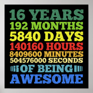 Poster 16.º aniversário Garota de 16 anos 192 meses