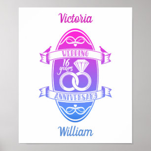 Poster 16 Ano 16 aniversário de casamento