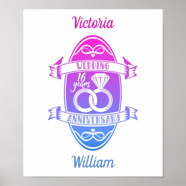 Poster 16 Ano 16 aniversário de casamento (Frente)