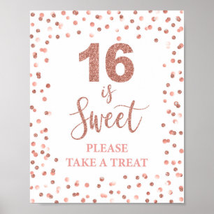 Poster 16 é doce Tome um sinal Dourado de Rosa de tratame