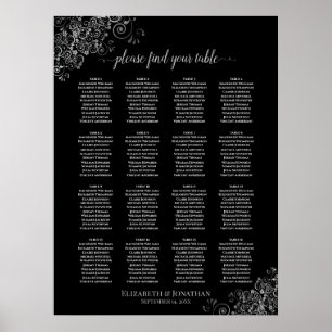 Poster 16 Gráfico de Assentos de Casamento Preto de Prat