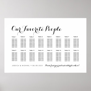 Poster 16 Gráfico de Assentos de Convidado para Casamento
