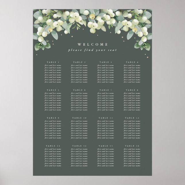 Poster 16 Mesa de 20x28" de 8 Gráficos de Casamento (Frente)