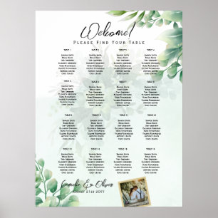Poster 16 Mesa Greenery FOTO Casamento Sentado Boas-vinda