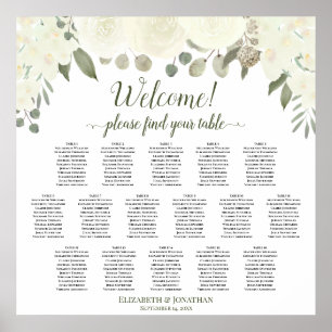 Poster 16 Mesa Ivory White Roses Sábado Casado