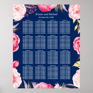 Poster 16 mesas picam a carta floral do assento do