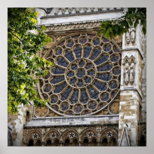 Poster 16"x16", Abadia de Westminster - Janela de Vidro E