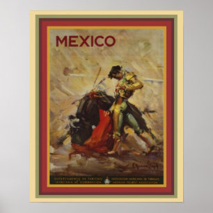 Poster 16 x 20 da tourada de México dos anos 60 d