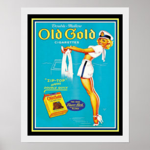 Poster 16 x 20 do anúncio do cigarro do ouro velh